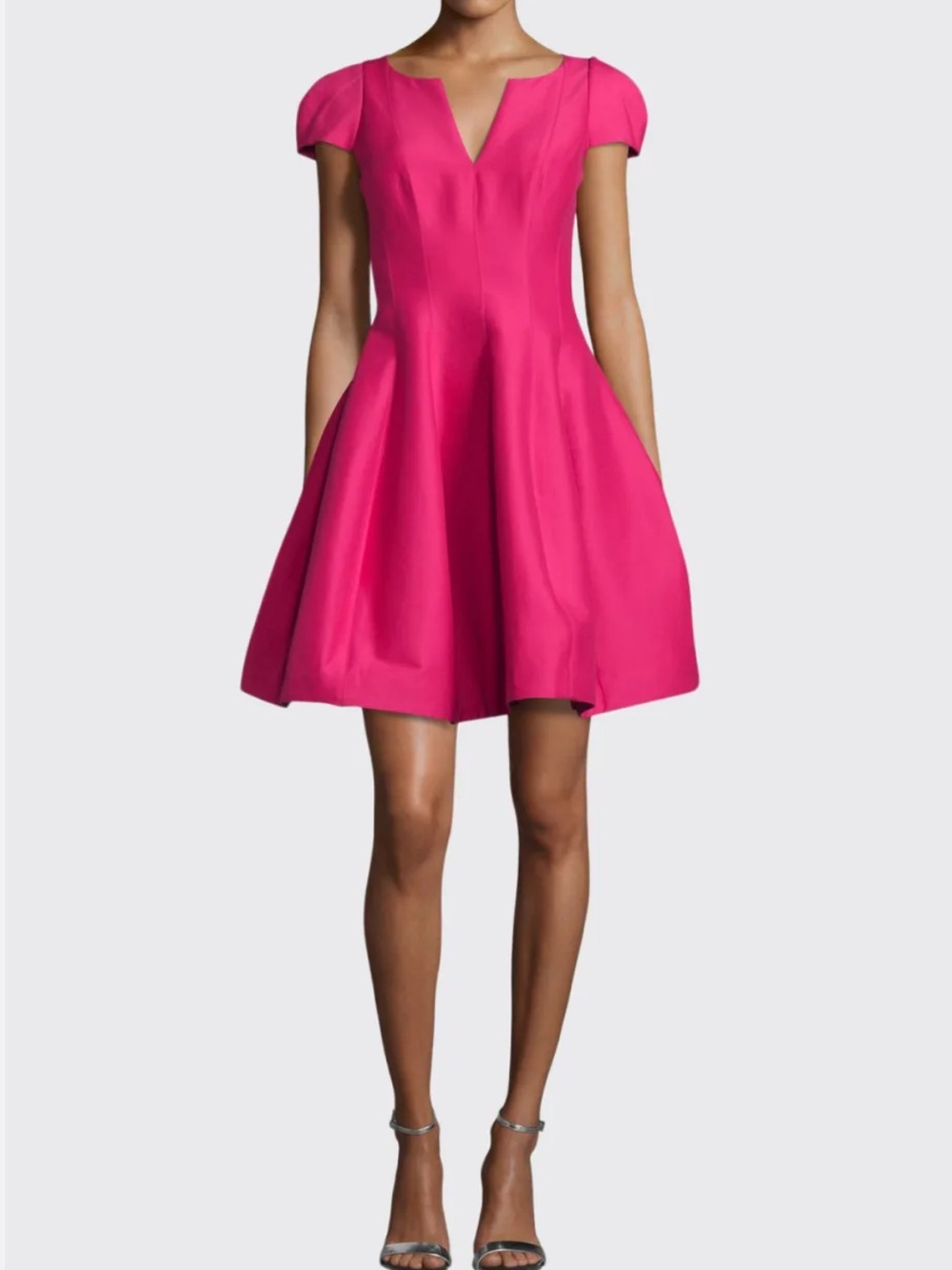 Halston Heritage Reo Maggie Tulip Skirt Split Neck Dress Size 12